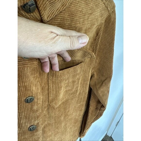 Karl Lagerfeld Paris Women's M Snap Corduroy Shacket Roasted Pecan NWT - Picture 5 of 15